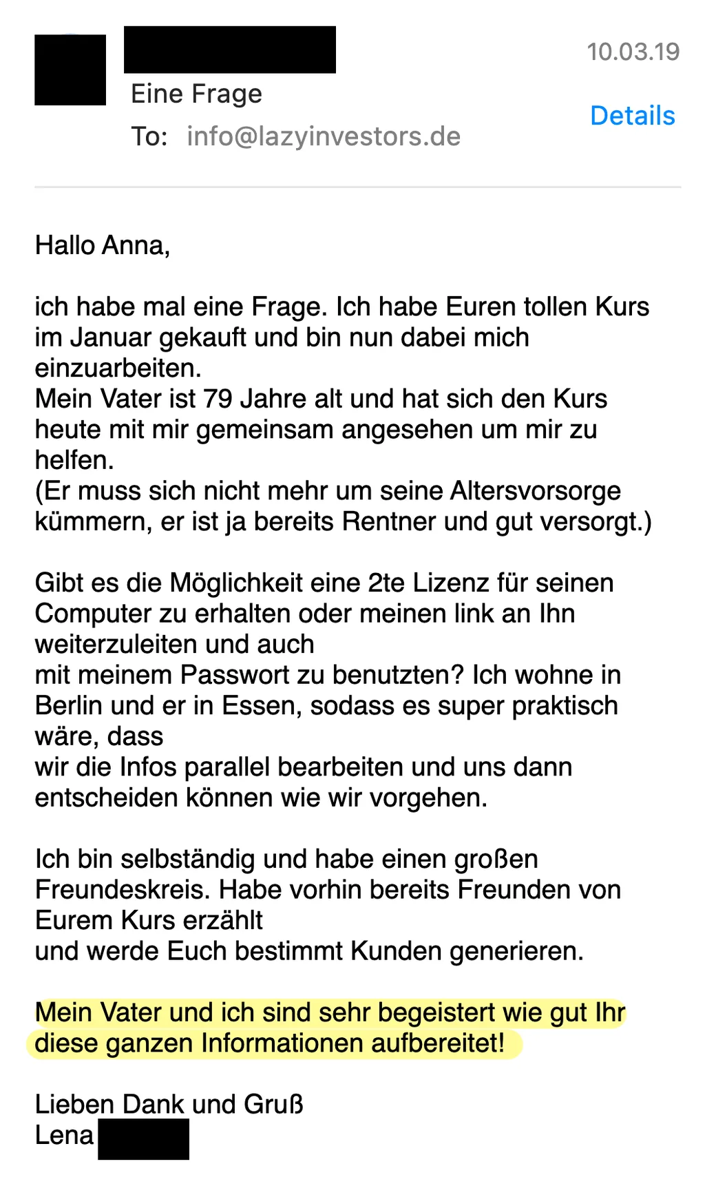 Erfahrungsbericht vom 10.03.2019