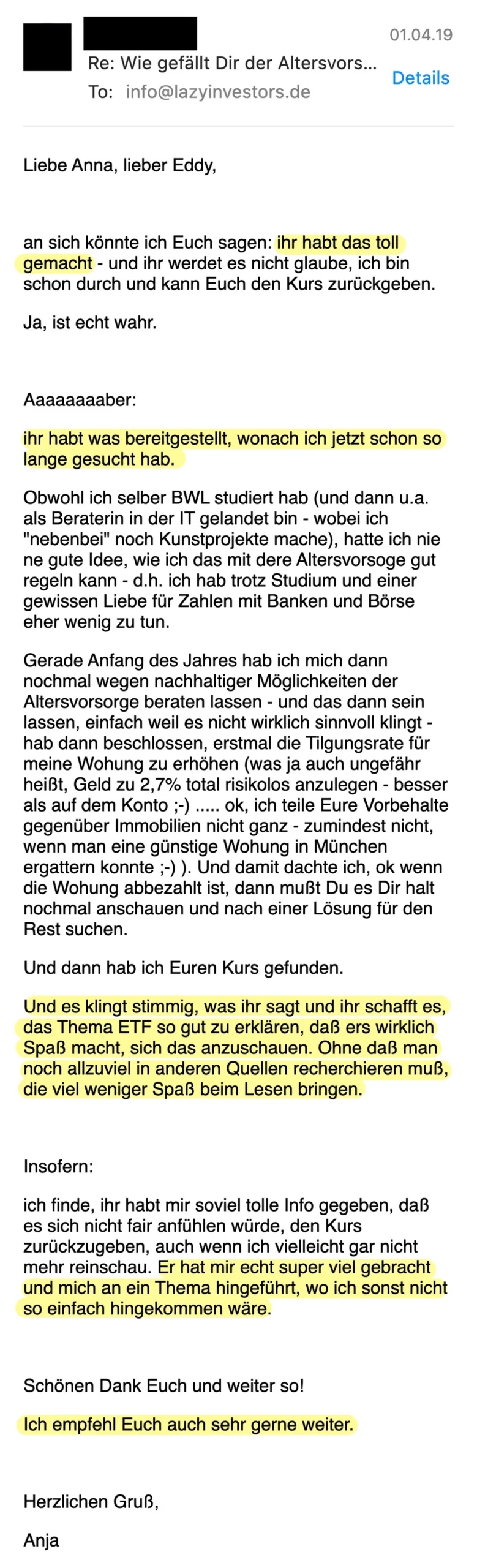 Erfahrungsbericht vom 01.04.2019