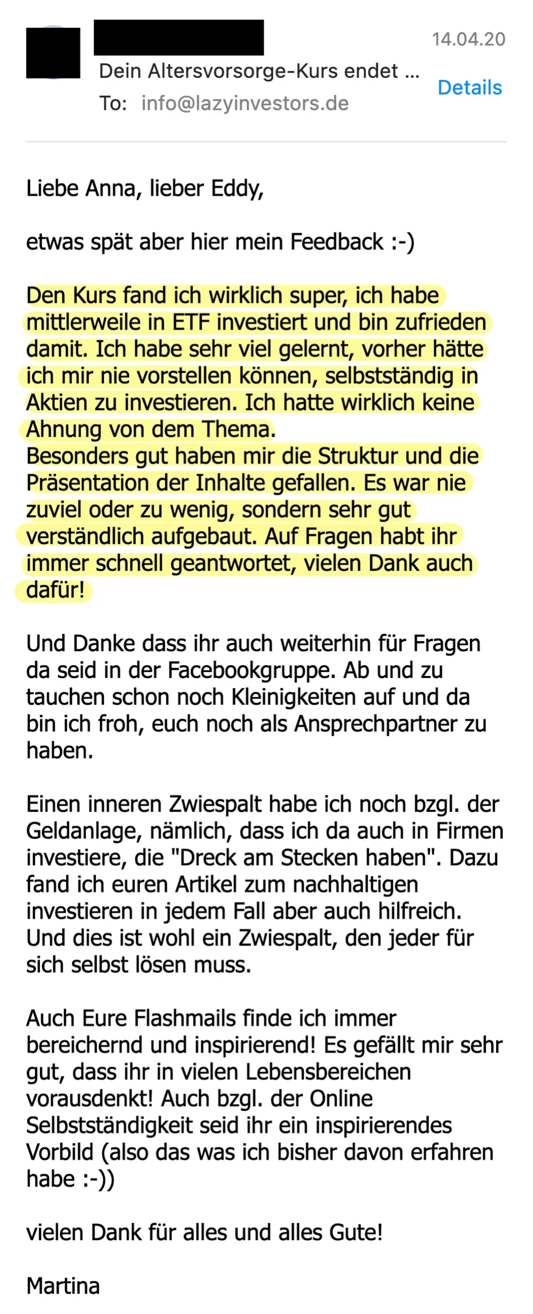 Erfahrungsbericht vom 14.04.2020