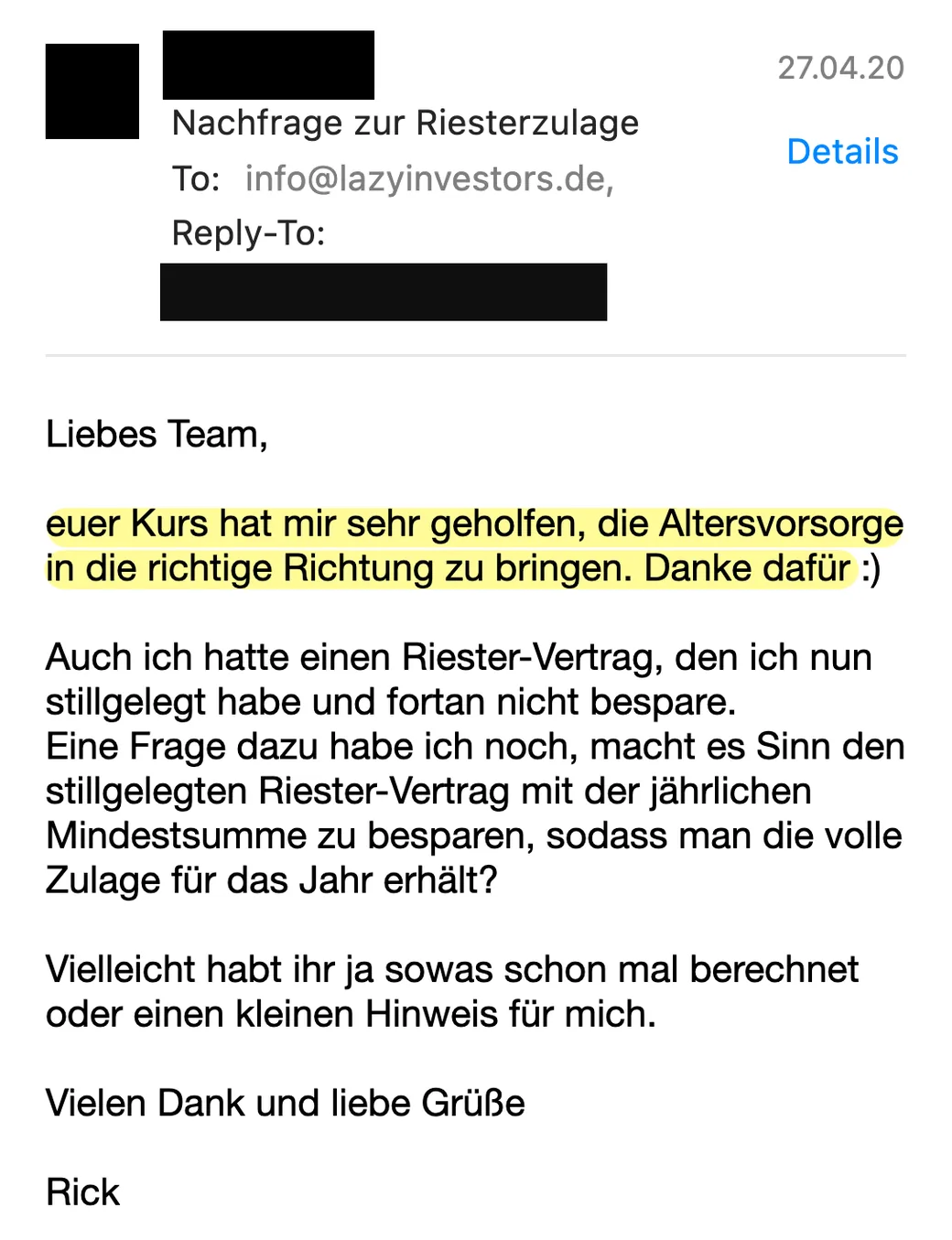 Erfahrungsbericht vom 27.04.2020
