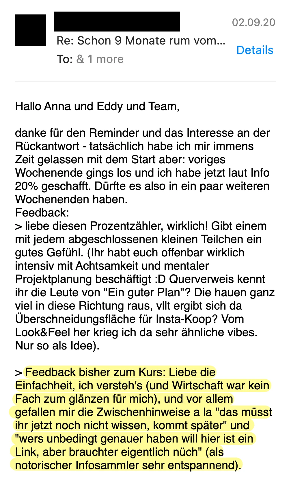 Erfahrungsbericht vom 02.09.2020