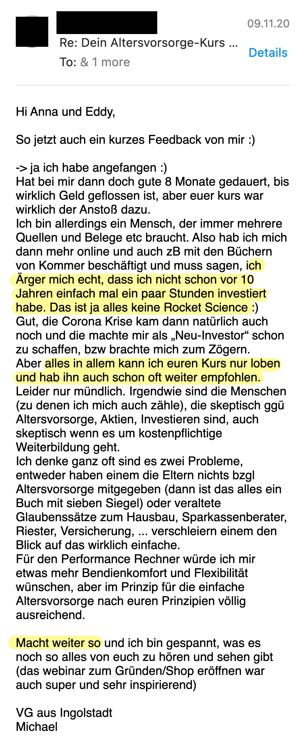 Erfahrungsbericht vom 09.11.2020