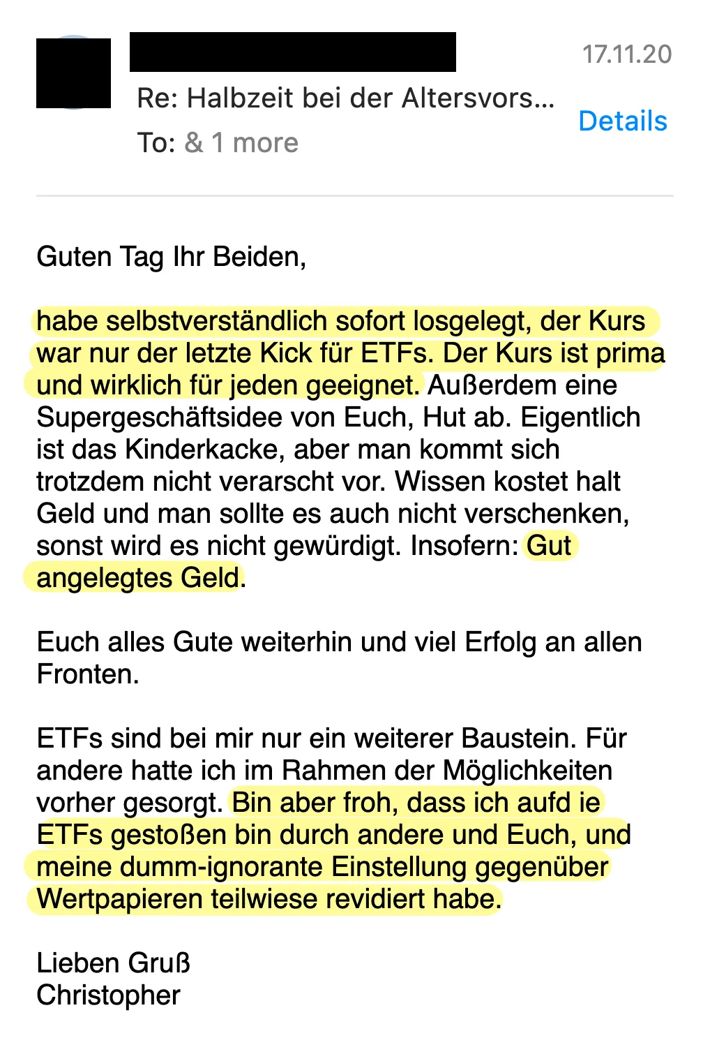 Erfahrungsbericht vom 17.11.2020