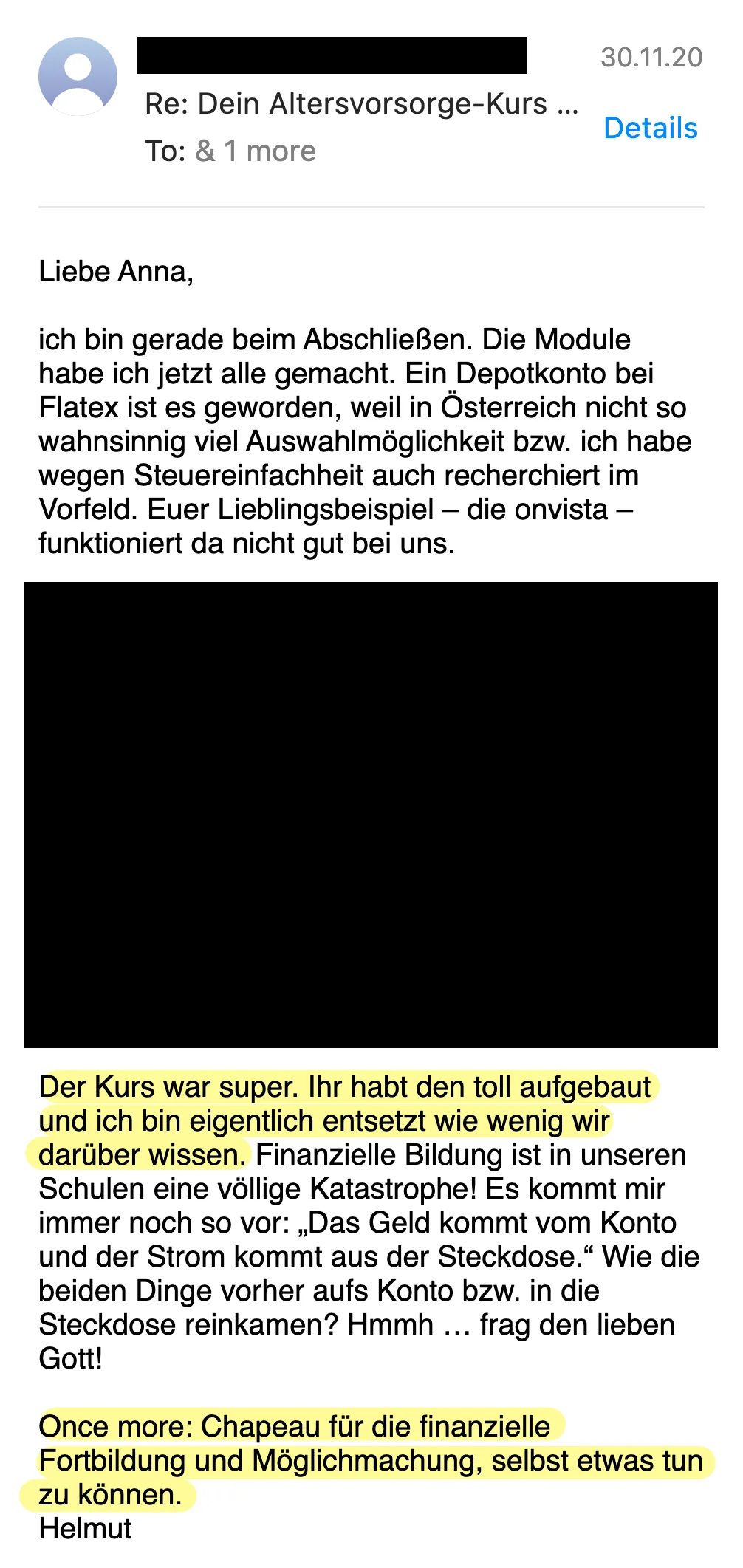 Erfahrungsbericht vom 30.11.2020