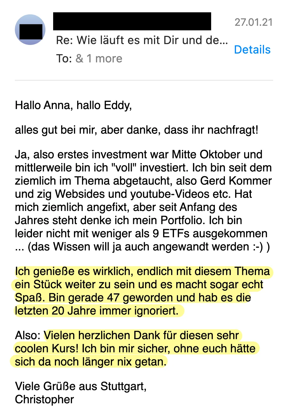 Erfahrungsbericht vom 27.01.2021