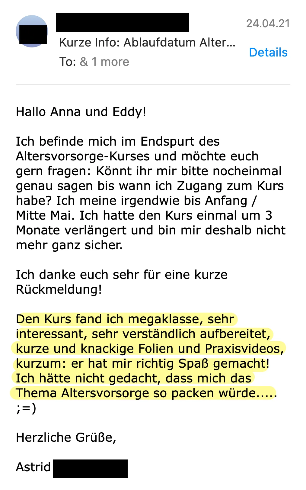 Erfahrungsbericht vom 24.04.2021