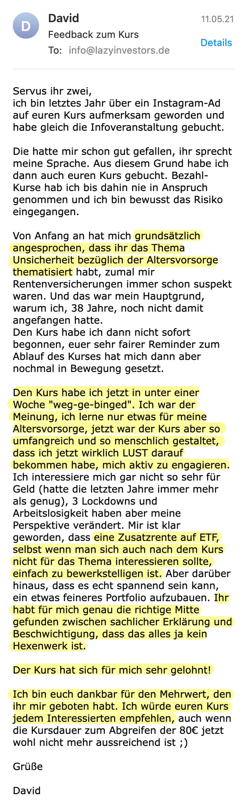 Erfahrungsbericht vom 11.05.2021