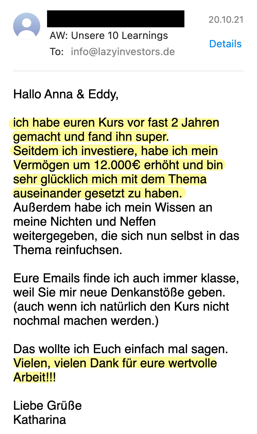 Erfahrungsbericht vom 20.10.2021