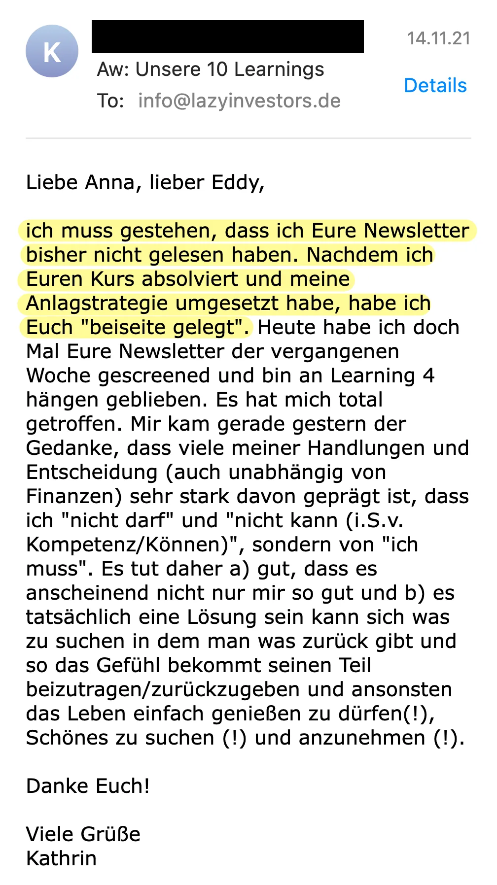 Erfahrungsbericht vom 14.11.2021